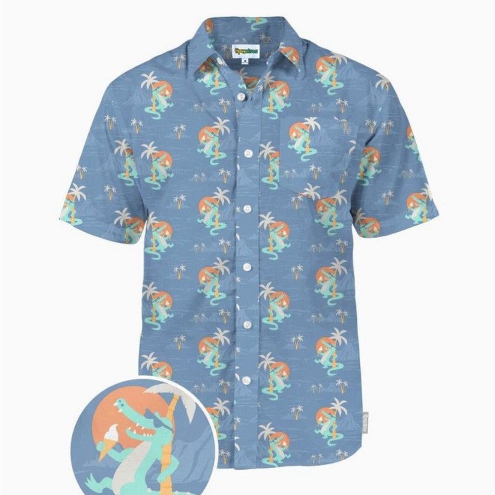 🔘Tipsy Elves Blue Tropical Print Shirt